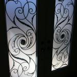 WROUGHT IRON GLASS DOOR INSERTS - SHOWROOM IN NEWMARKET, SERVING NEWMARKET AURORA, BRADFORD, KESWICK MOUNT ALBERT, SUTTON, GEORGINA, UXBRIDGE, RICHMOND HILL, MARKHAM, UDORA, ALLISTON. STAINED GLASS DOOR INSERTS. SALES AND INSTALLATION.